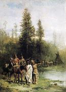 Paul Frenzeny Indians by a Riverbank USA oil painting artist